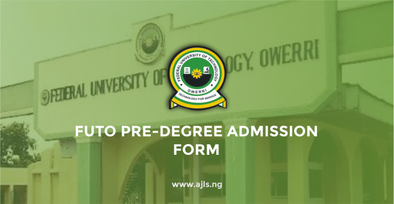 FUTO Pre-Degree Admission Form