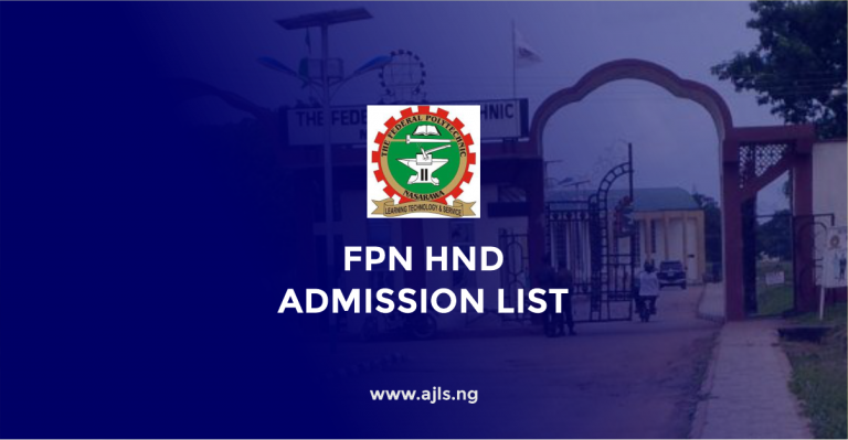 Federal Polytechnic Nasarawa HND Admission List