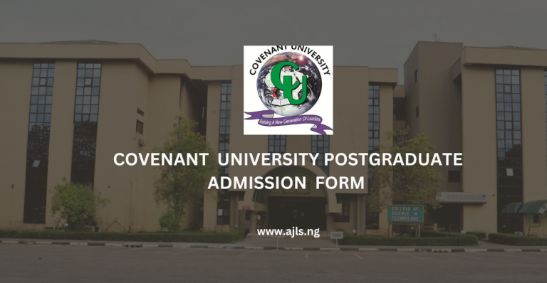 Covenant University Postgraduate Admission Form