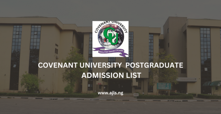 Covenant University Postgraduate Admission List