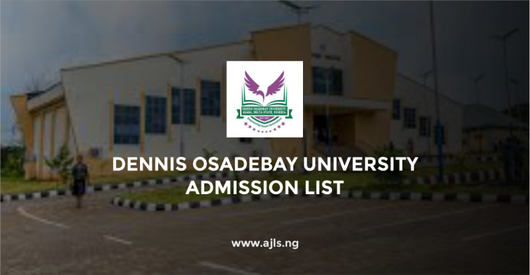 Dennis Osadebay University Admission List