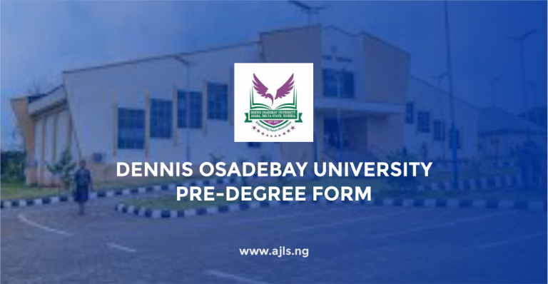 Dennis Osadebay University Pre-Degree Form