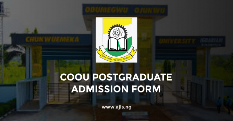 COOU Postgraduate Admission Form