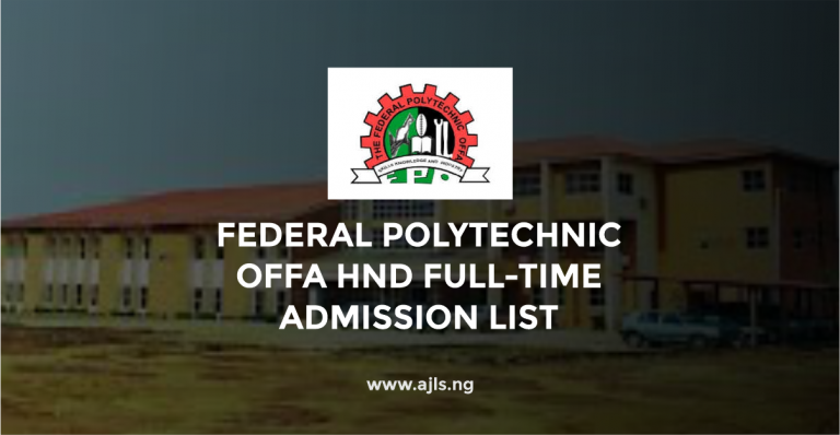 Federal Polytechnic Offa HND Admission List