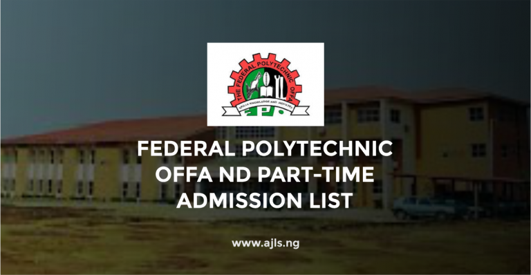 Federal Polytechnic Offa ND Part-Time Admission List