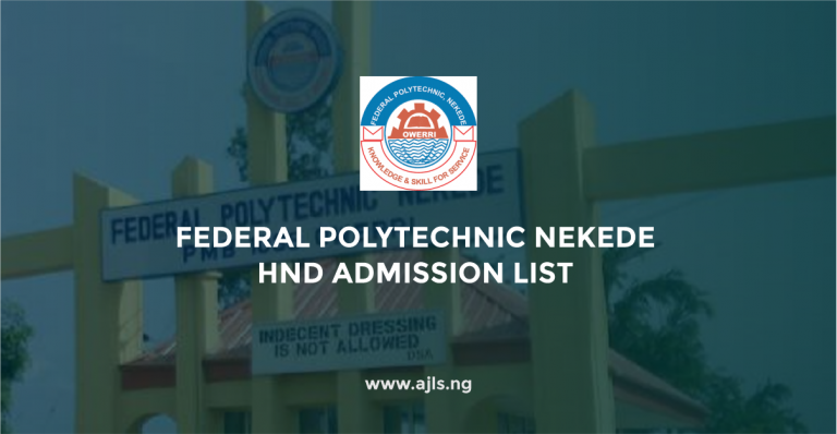Federal Polytechnic Nekede HND Admission List