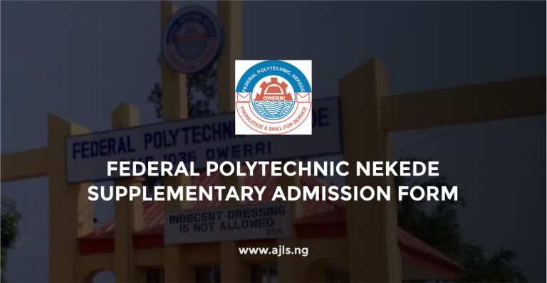 Federal Polytechnic Nekede Supplementary Admission Form