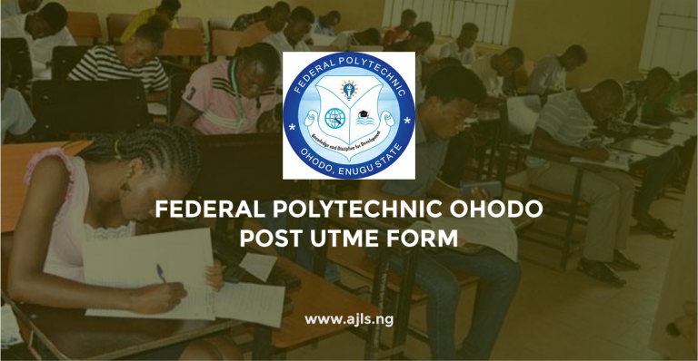 Federal Polytechnic Ohodo Post UTME Form