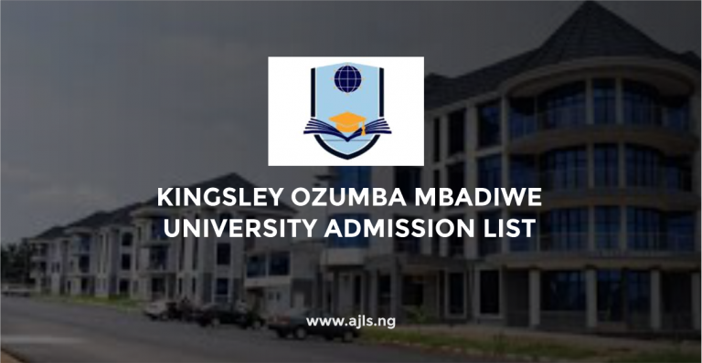 Kingsley Ozumba Mbadiwe University Admission List