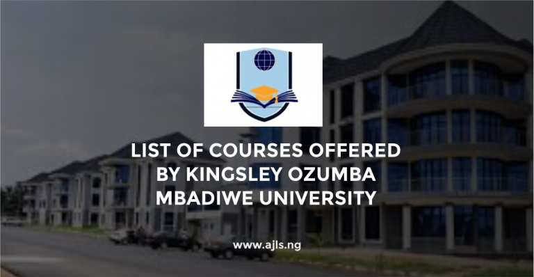 Kingsley Ozumba Mbadiwe University Courses