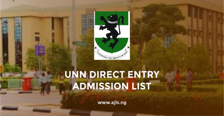 UNN Direct Entry Admission List