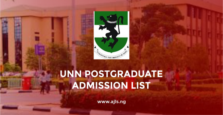 UNN Postgraduate Admission List