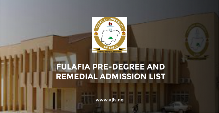 FULAFIA Pre-Degree and Remedial Admission List