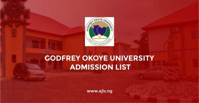 Godfrey Okoye University Admission List