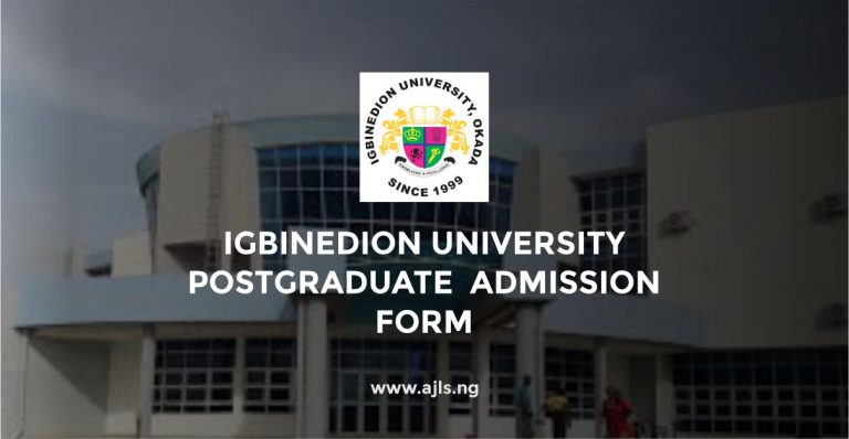 Igbinedion University Postgraduate Admission Form
