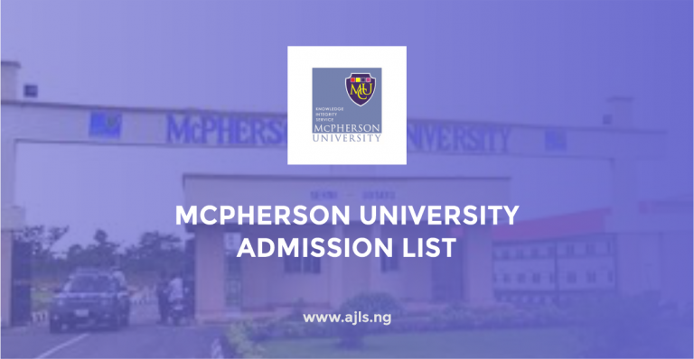McPherson University Admission List