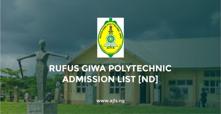 Rufus Giwa Polytechnic Admission List