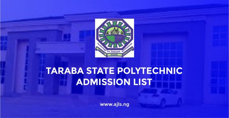 Taraba State Polytechnic Admission List
