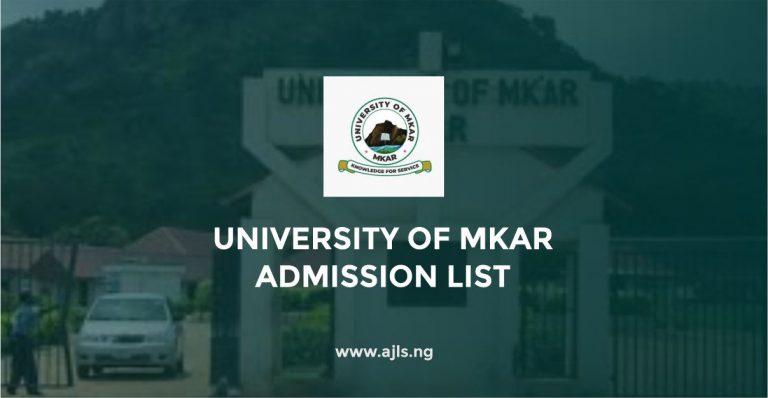 University Of Mkar Admission List