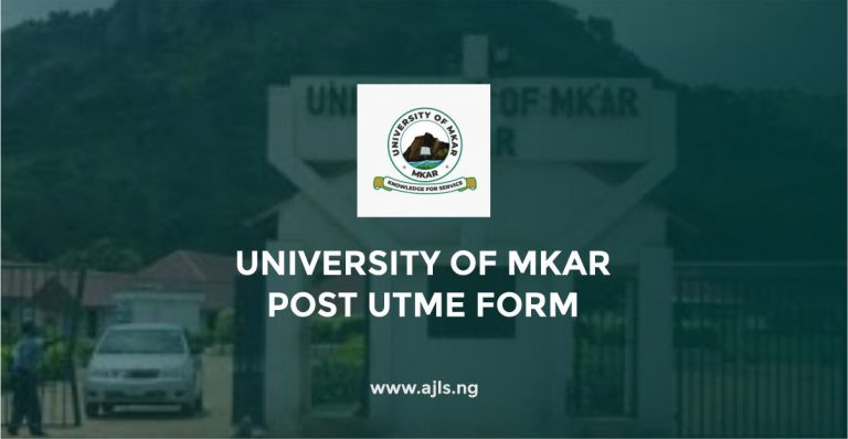 University Of Mkar Post UTME Form