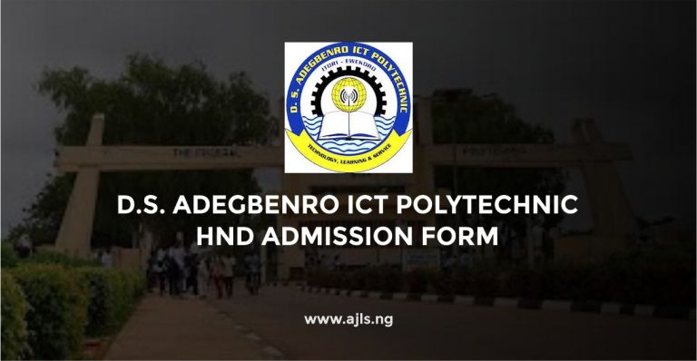 D.S. Adegbenro ICT Polytechnic HND Admission Form