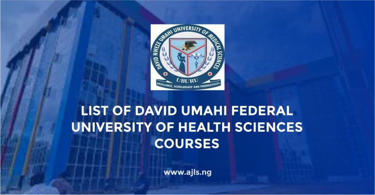 List of David Umahi Federal University of Health Sciences Courses