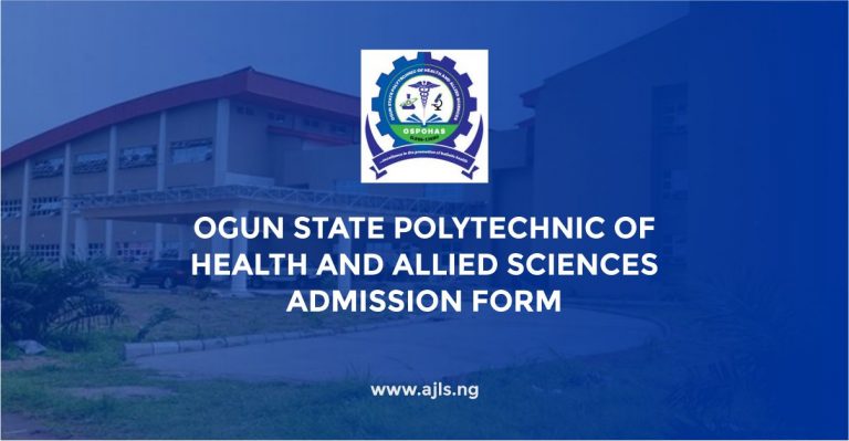 Ogun State Polytechnic of Health and Allied Sciences Admission Form