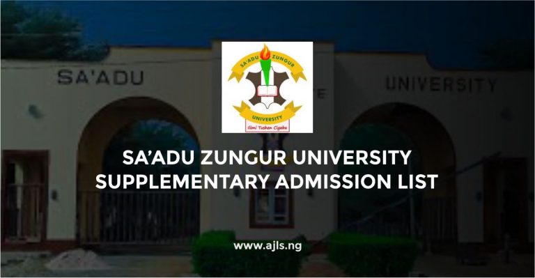 Sa'adu Zungur University Supplementary Admission List