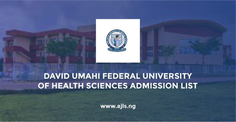 David Umahi Federal University of Health Sciences Admission List