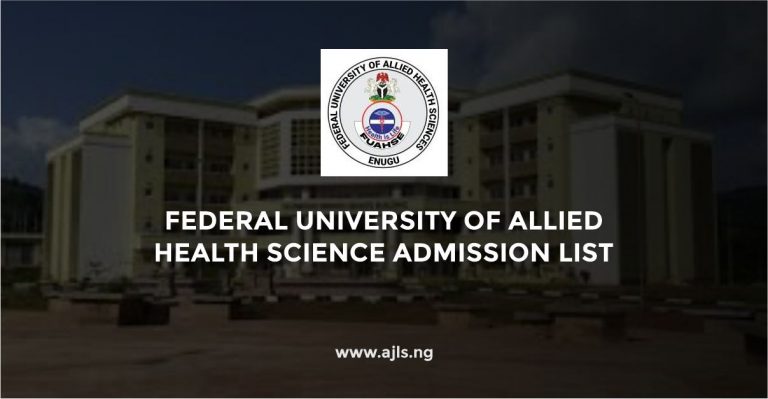 Federal University Of Allied Health Sciences Admission List