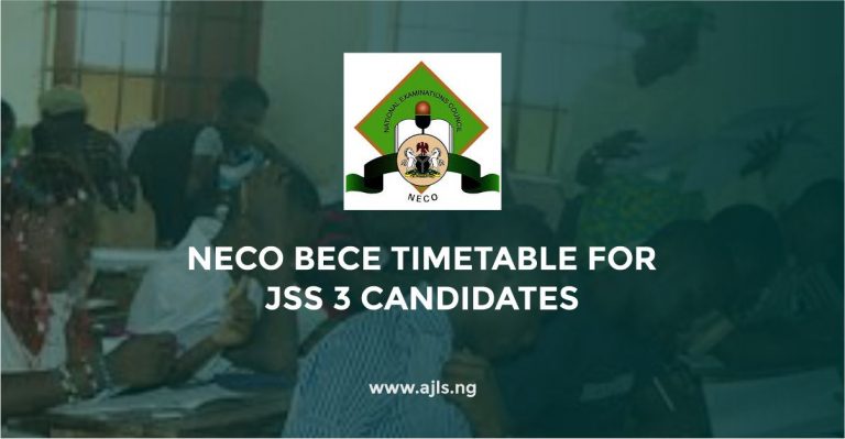 NECO BECE Timetable