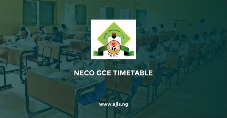 NECO GCE Timetable