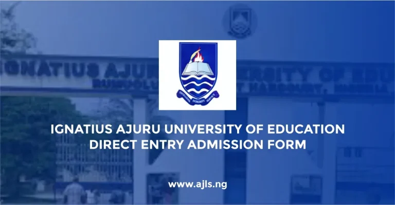 Ignatius Ajuru University of Education Direct Entry Admission Form