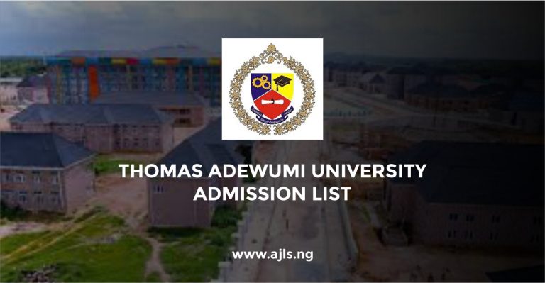 Thomas Adewumi University Admission List