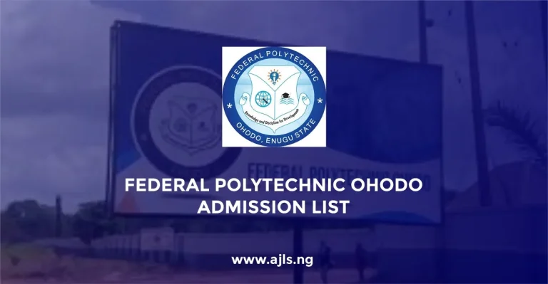 Federal Polytechnic Ohodo Admission List