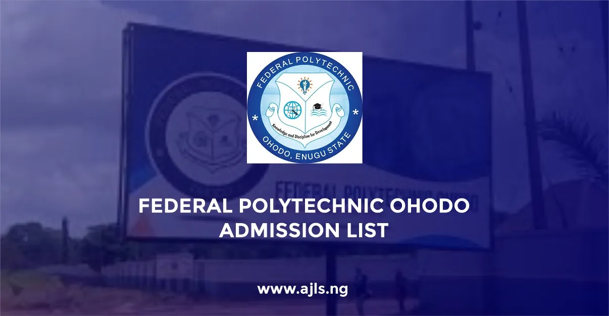 Federal Polytechnic Ohodo Admission List