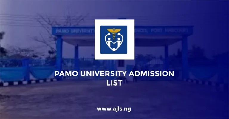 PAMO University Admission List