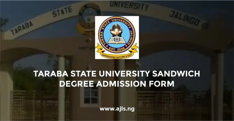 Taraba State University Sandwich Degree Admission Form