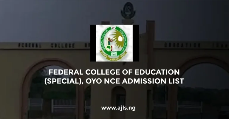 Federal College of Education (Special), Oyo NCE Admission List