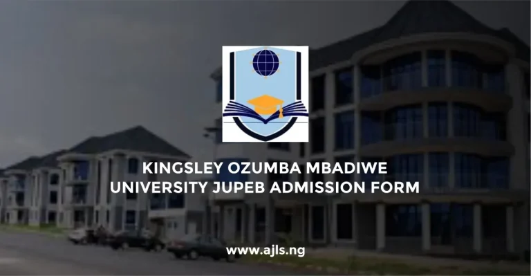 Kingsley Ozumba Mbadiwe University JUPEB Admission Form