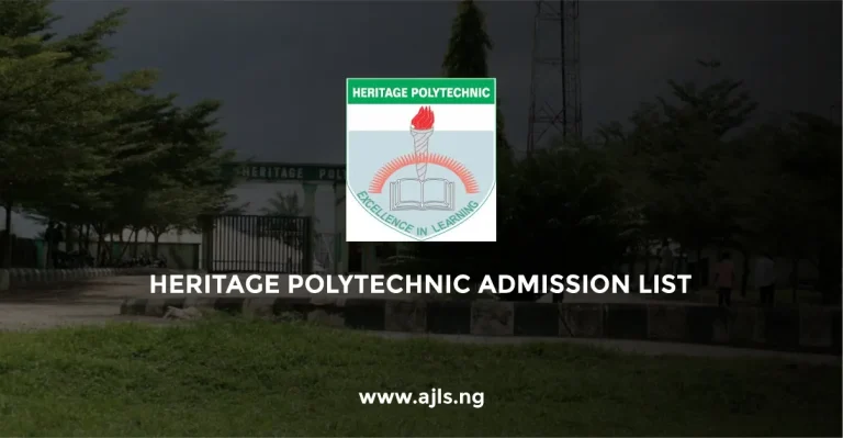 Heritage Polytechnic Admission List