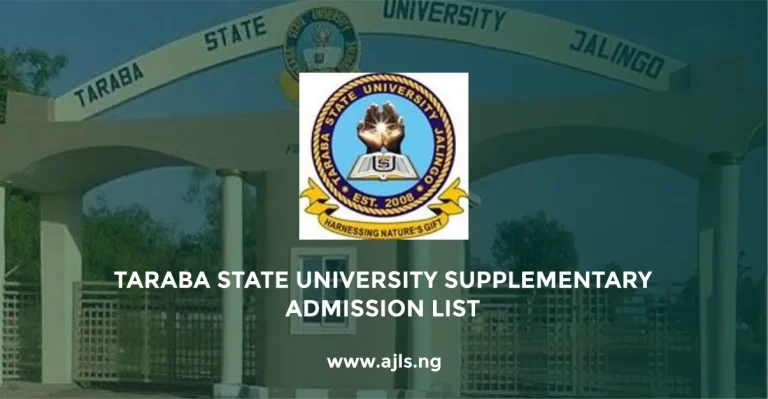 Taraba State University Supplementary Admission List